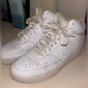 Nike White High-Top Sneakers with Leather Upper